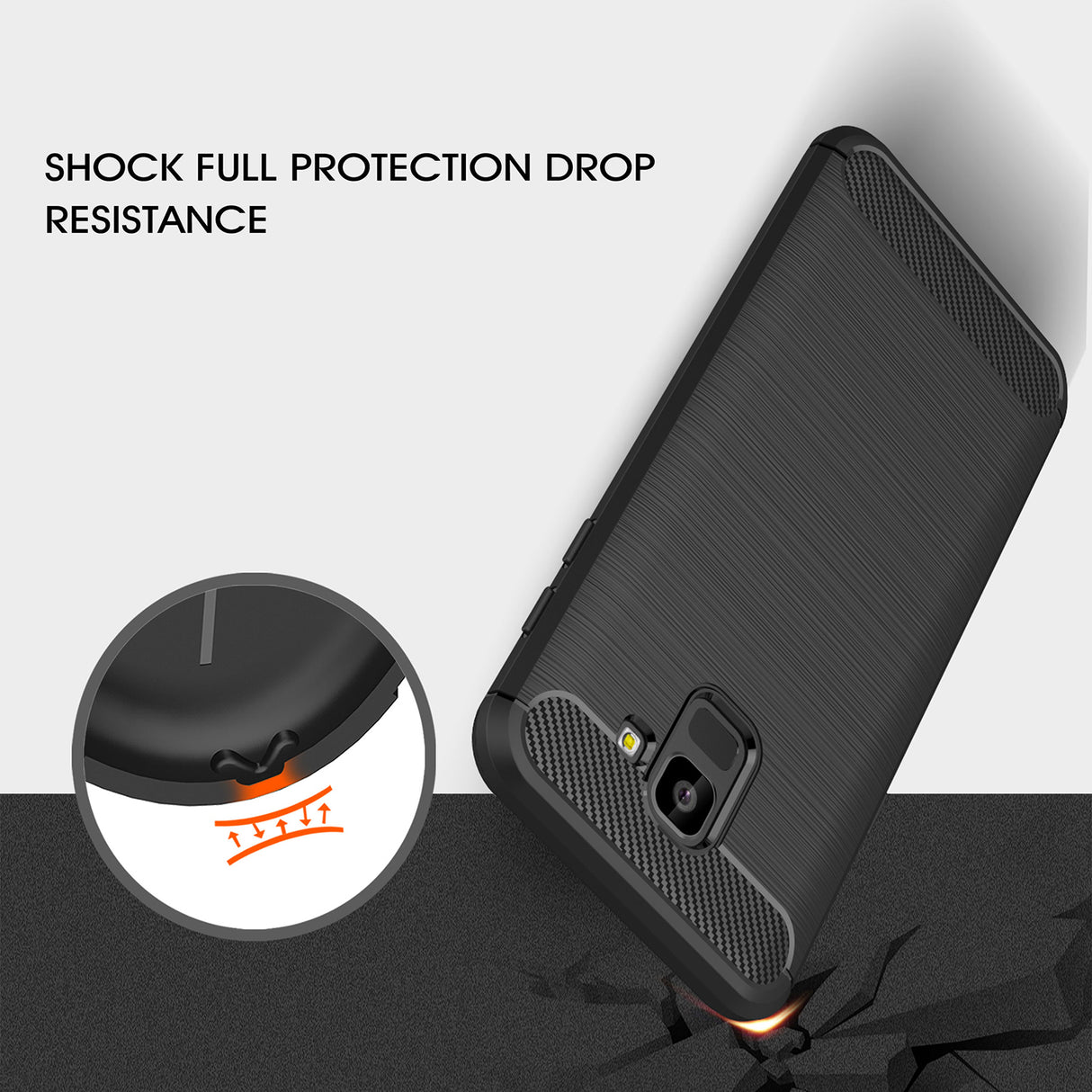 Husa de protectie Techsuit Carbon Silicone compatibil cu Samsung Galaxy J6 2018, Negru