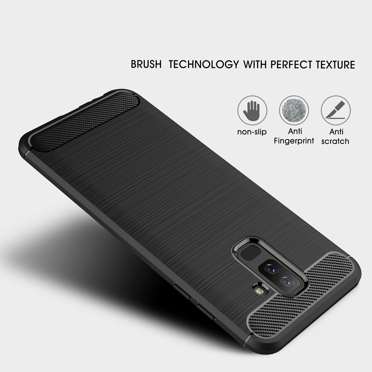 Husa de protectie Techsuit Carbon Silicone compatibil cu Samsung Galaxy A6 Plus 2018, Negru