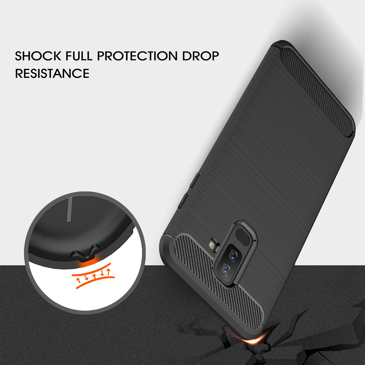 Husa de protectie Techsuit Carbon Silicone compatibil cu Samsung Galaxy A6 Plus 2018, Negru