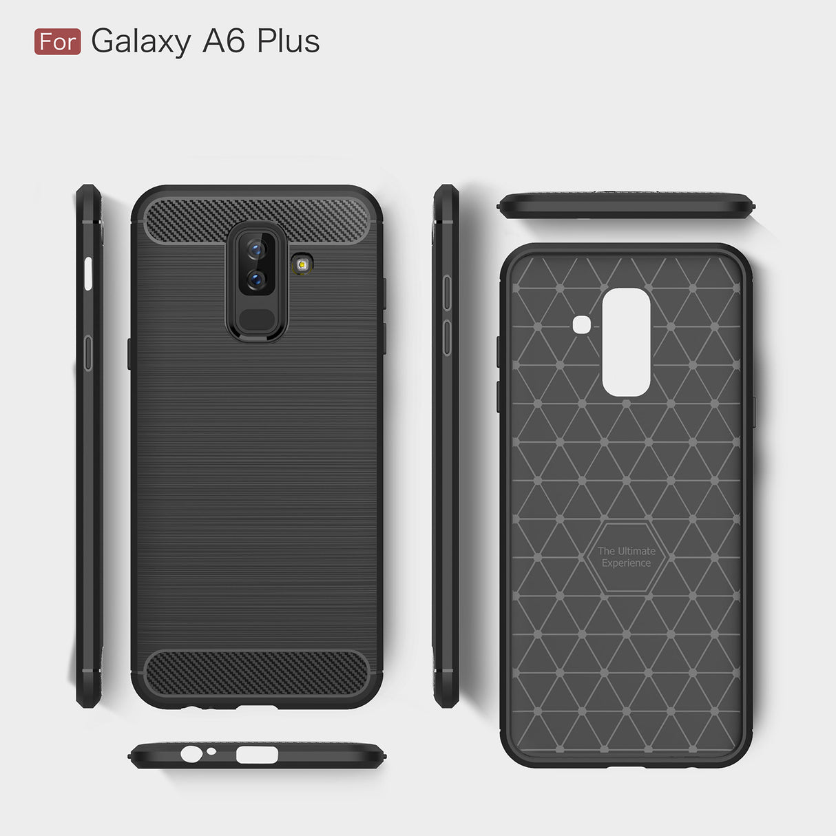Husa de protectie Techsuit Carbon Silicone compatibil cu Samsung Galaxy A6 Plus 2018, Negru
