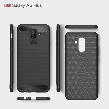 Husa de protectie Techsuit Carbon Silicone compatibil cu Samsung Galaxy A6 Plus 2018, Negru