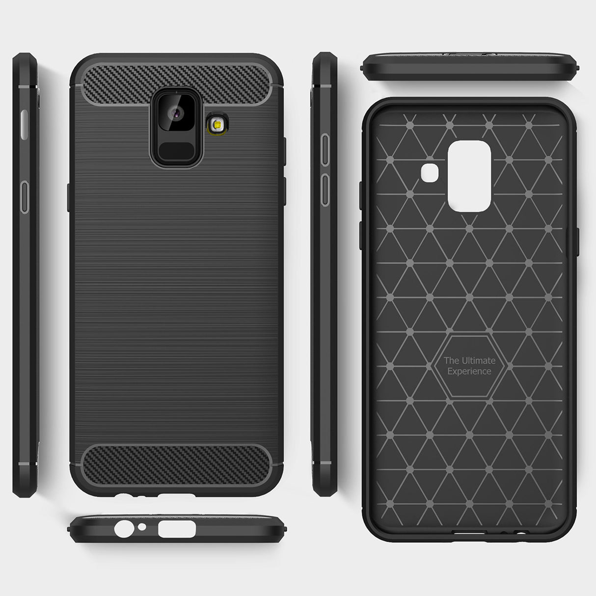 Husa de protectie Techsuit Carbon Silicone compatibil cu Samsung Galaxy A6 2018, Negru