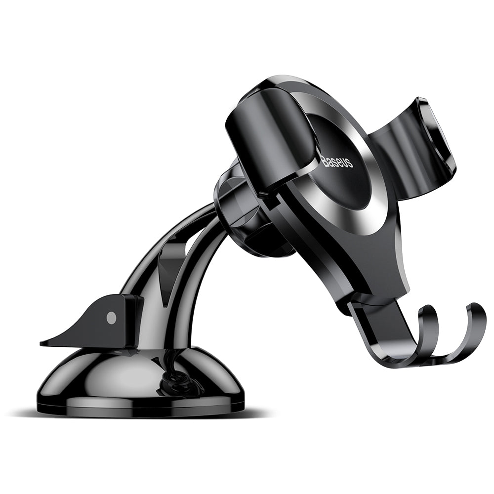Suport Baseus Osculum (SUYL-XP0S), Gravity Grip for Dashboard, Windshield, 360° Rotating, Suction Cup Clamp, Negru / Silver