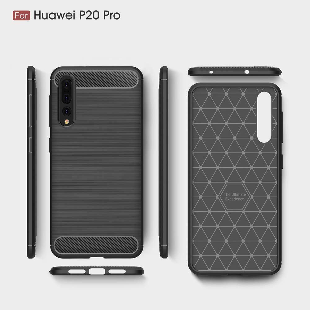 Husa de protectie Techsuit Carbon Silicone compatibil cu Huawei P20 Pro, Negru