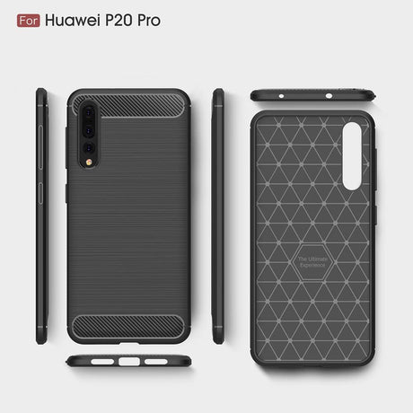 Husa de protectie Techsuit Carbon Silicone compatibil cu Huawei P20 Pro, Negru