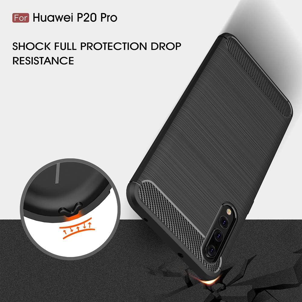 Husa de protectie Techsuit Carbon Silicone compatibil cu Huawei P20 Pro, Negru