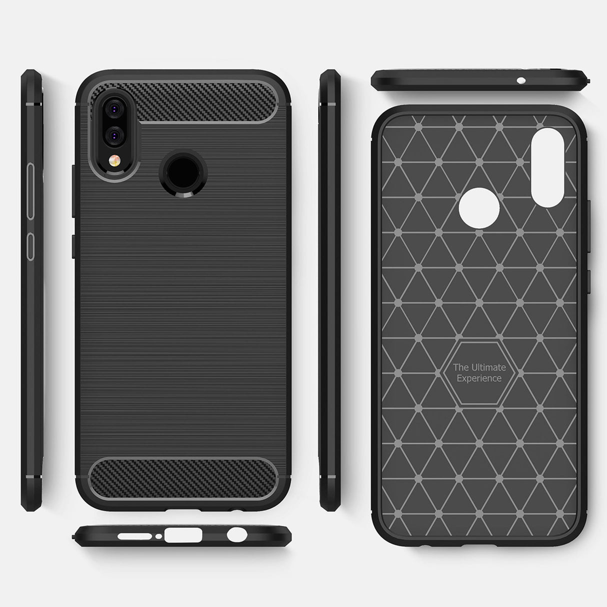 Husa de protectie Techsuit Carbon Silicone compatibil cu Huawei P20 lite, Negru