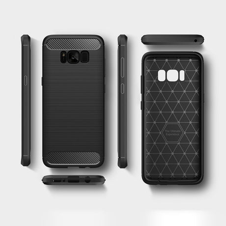 Husa de protectie Techsuit Carbon Silicone compatibil cu Samsung Galaxy S8, Negru