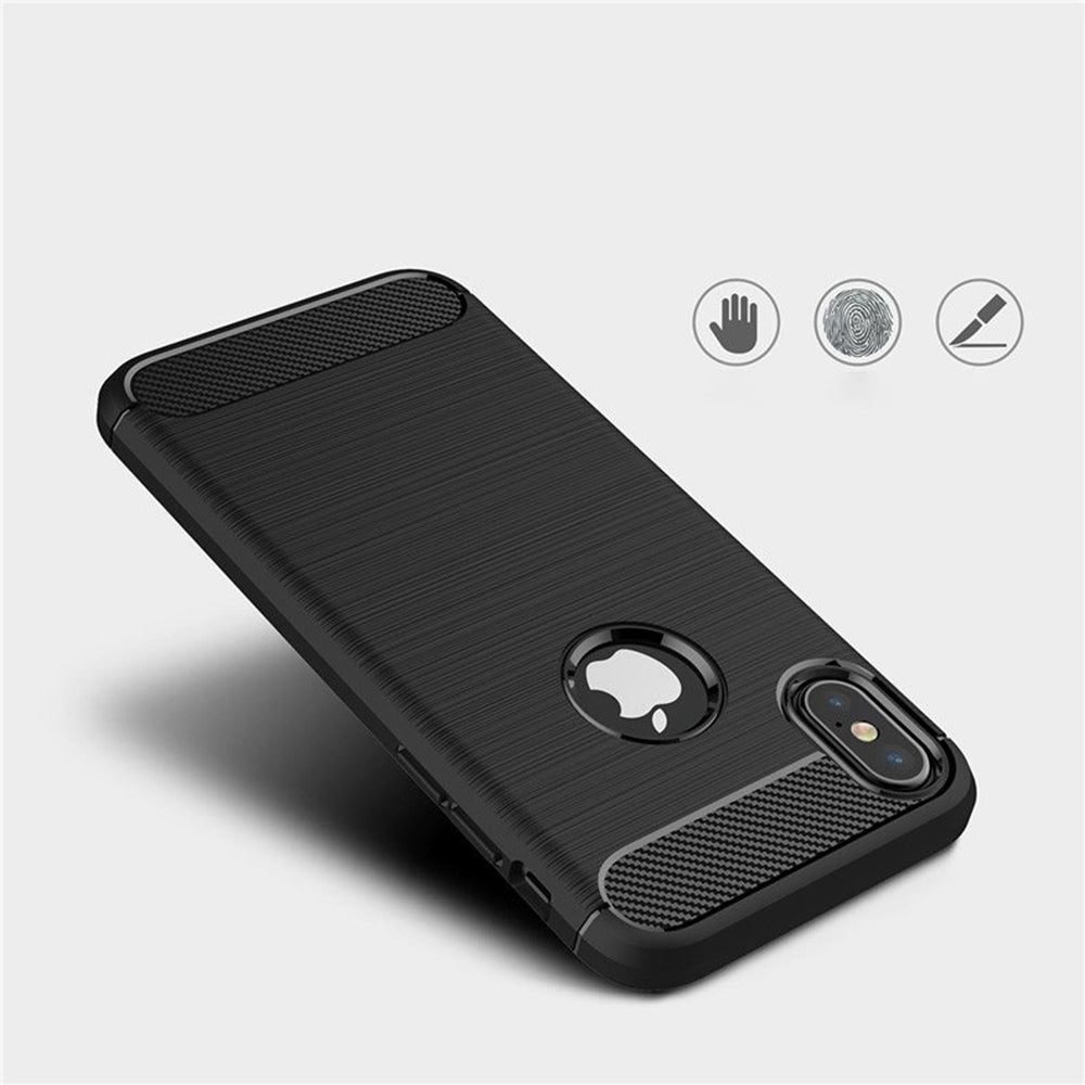 Husa de protectie Techsuit Carbon Silicone compatibil cu iPhone X / iPhone XS, Negru