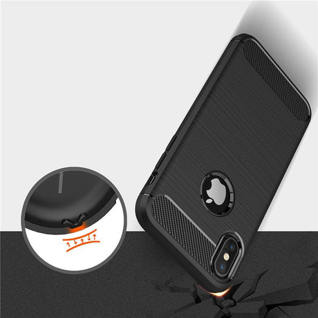 Husa de protectie Techsuit Carbon Silicone compatibil cu iPhone X / iPhone XS, Negru