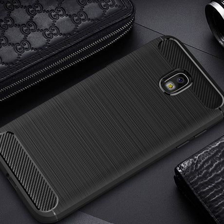 Husa de protectie Techsuit Carbon Silicone compatibil cu Samsung Galaxy J7 2017, Negru