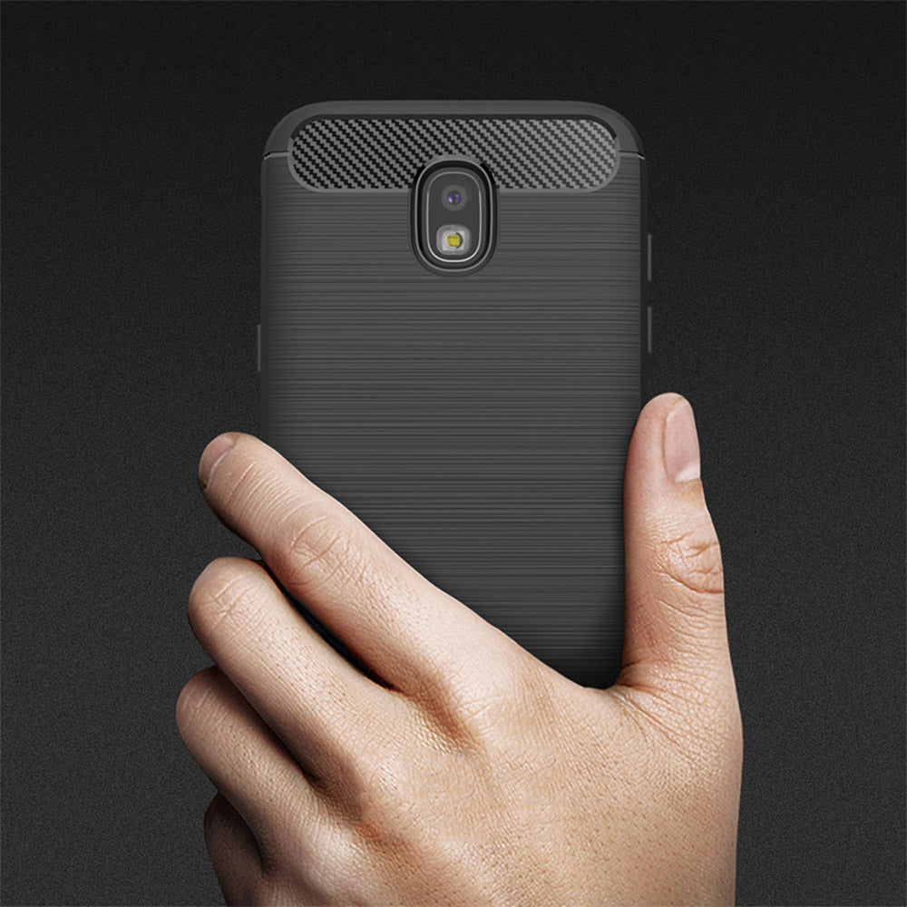 Husa de protectie Techsuit Carbon Silicone compatibil cu Samsung Galaxy J7 2017, Negru