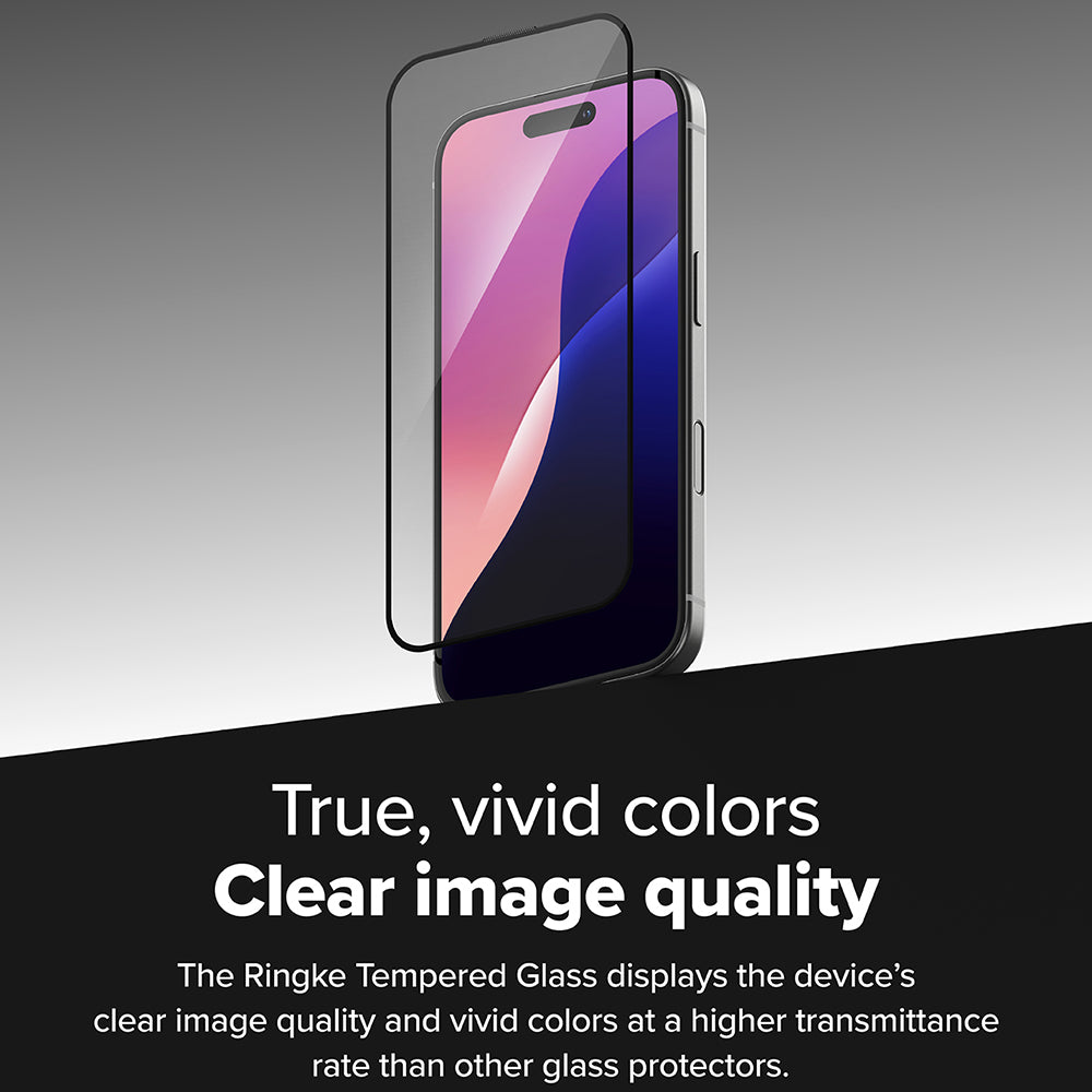 Folie de protectie Ringke Easy Slide Tempered Glass (set de 2) compatibil cu iPhone 16 / iPhone 15, Negru