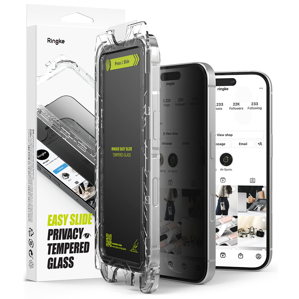 Folie de protectie Ringke Easy Slide Tempered Glass (set de 2) compatibil cu iPhone 16 Pro, Privacy