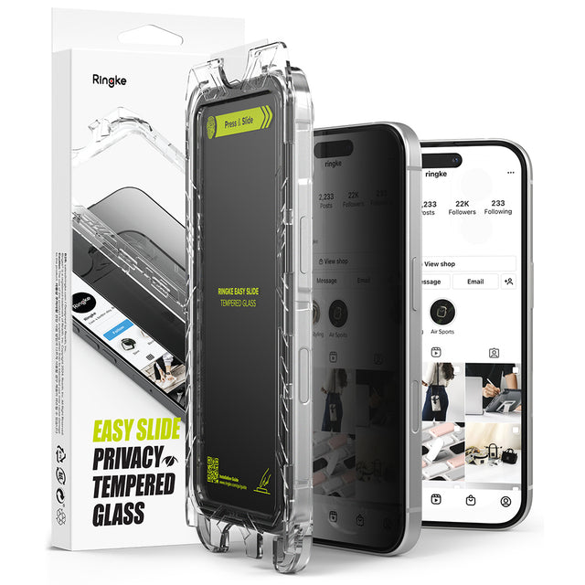 Folie de protectie Ringke Easy Slide Tempered Glass (set de 2) compatibil cu iPhone 16 Pro, Privacy