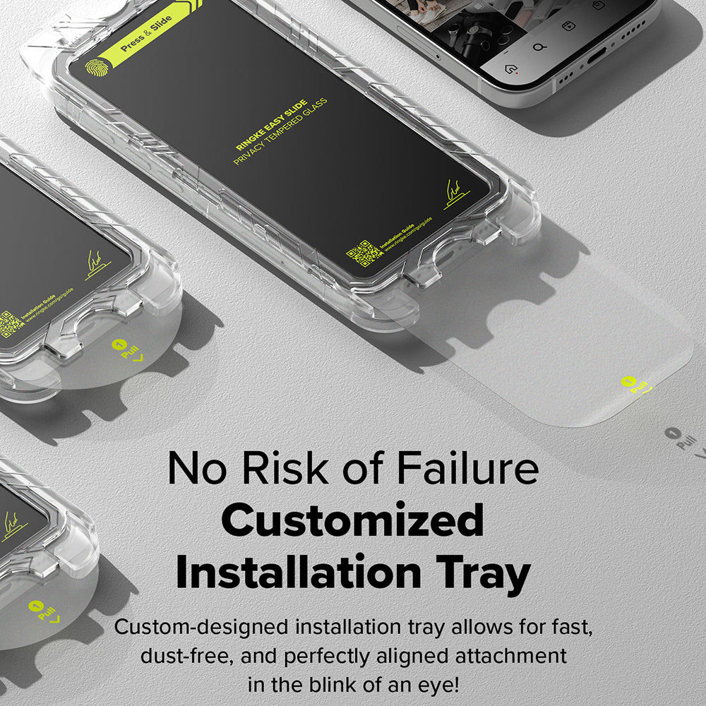Folie de protectie Ringke Easy Slide Tempered Glass (set de 2) compatibil cu iPhone 16 / iPhone 15, Privacy
