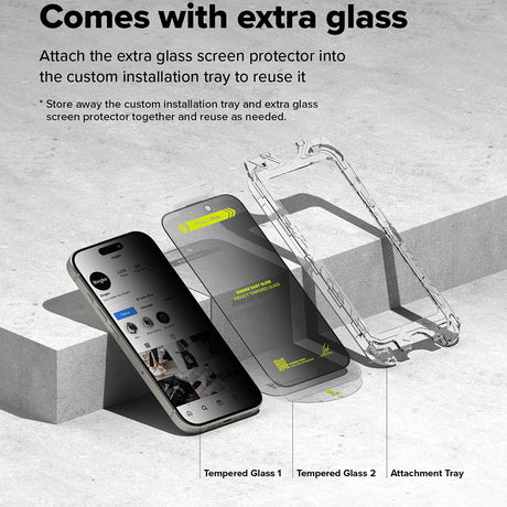 Folie de protectie Ringke Easy Slide Tempered Glass (set de 2) compatibil cu iPhone 16 Plus / iPhone 15 Plus, Privacy