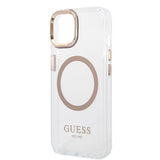 Husa de protectie Guess Metal Outline MagSafe (GUHMP15MHTRMD) compatibil cu iPhone 15 Plus, Auriu