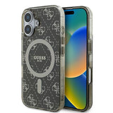 Husa de protectie Guess IML 4G Background MagSafe (GUHMP16SH4DTEW) compatibil cu iPhone 16, Maro