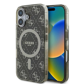 Husa de protectie Guess IML 4G Background MagSafe (GUHMP16SH4DTEW) compatibil cu iPhone 16, Maro