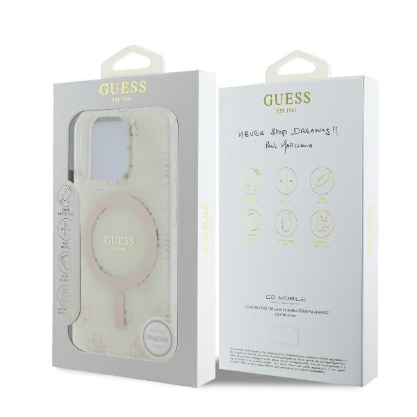 Husa de protectie Guess IML 4G Background MagSafe (GUHMP16LH4DTEH) compatibil cu iPhone 16 Pro, Alb