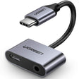 Adaptor Ugreen Adapter 2in1 CM193 (50596), USB-C to Type-C, Jack 3.5mm, Gri