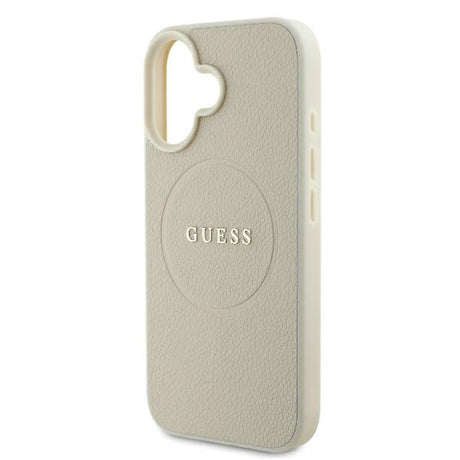 Husa de protectie Guess Grained Gold Ring MagSafe (GUHMP16SPGHSMME) compatibil cu iPhone 16, Bej