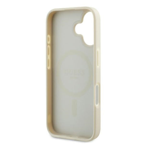 Husa de protectie Guess Grained Gold Ring MagSafe (GUHMP16SPGHSMME) compatibil cu iPhone 16, Bej