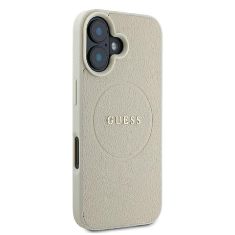 Husa de protectie Guess Grained Gold Ring MagSafe (GUHMP16SPGHSMME) compatibil cu iPhone 16, Bej