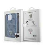 Husa de protectie Guess Leather Metal Logo Strass Crossbody (GUHCP16LP4TDSCPB) compatibil cu iPhone 16 Pro, Albastru