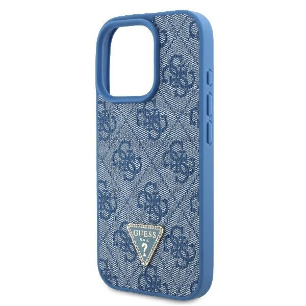 Husa de protectie Guess Leather Metal Logo Strass Crossbody (GUHCP16LP4TDSCPB) compatibil cu iPhone 16 Pro, Albastru