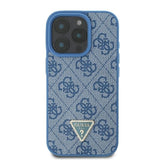 Husa de protectie Guess Leather Metal Logo Strass Crossbody (GUHCP16LP4TDSCPB) compatibil cu iPhone 16 Pro, Albastru