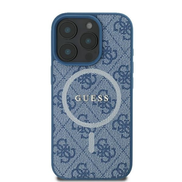 Husa de protectie Guess 4G Ring Classic Logo MagSafe (GUHMP16LG4GFRB) compatibil cu iPhone 16 Pro, Albastru