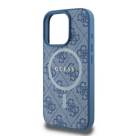 Husa de protectie Guess 4G Ring Classic Logo MagSafe (GUHMP16LG4GFRB) compatibil cu iPhone 16 Pro, Albastru