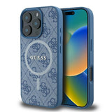 Husa de protectie Guess 4G Ring Classic Logo MagSafe (GUHMP16LG4GFRB) compatibil cu iPhone 16 Pro, Albastru