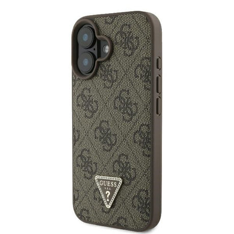 Husa de protectie Guess Leather Metal Logo Strass Crossbody (GUHCP16SP4TDSCPW) compatibil cu iPhone 16, Maro