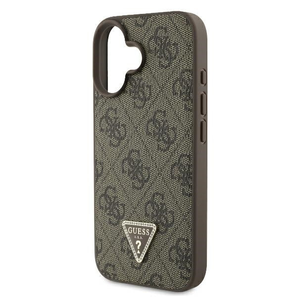 Husa de protectie Guess Leather Metal Logo Strass Crossbody (GUHCP16SP4TDSCPW) compatibil cu iPhone 16, Maro