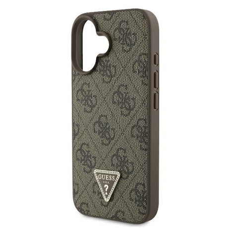 Husa de protectie Guess Leather Metal Logo Strass Crossbody (GUHCP16SP4TDSCPW) compatibil cu iPhone 16, Maro