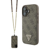 Husa de protectie Guess Leather Metal Logo Strass Crossbody (GUHCP16SP4TDSCPW) compatibil cu iPhone 16, Maro
