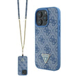 Husa de protectie Guess Leather Metal Logo Strass Crossbody (GUHCP16SP4TDSCPB) compatibil cu iPhone 16, Albastru