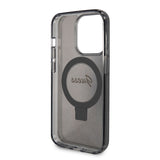 Husa de protectie Guess Ring Stand Script Glitter MagSafe (GUHMP15XHRSGSK) compatibil cu iPhone 15 Pro Max, Negru