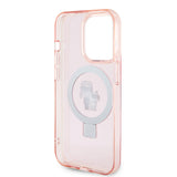Husa de protectie Karl Lagerfeld Hardcase Ring Stand MagSafe (KLHMP15XHMRSKCP) compatibil cu iPhone 15 Pro Max, Roz Karl&Choupette