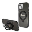 Husa de protectie Guess Ring Stand Script Glitter MagSafe (GUHMP15SHRSGSK) compatibil cu iPhone 15, Negru