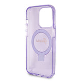 Husa de protectie Guess Ring Stand Script Glitter MagSafe compatibil cu iPhone 15 Pro (GUHMP15LHRSGSU), Mov
