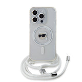 Husa de protectie Karl Lagerfeld IML Crossbody MagSafe (KLHMP15XHCKHNT) compatibil cu iPhone 15 Pro Max, Transparent Karl Head