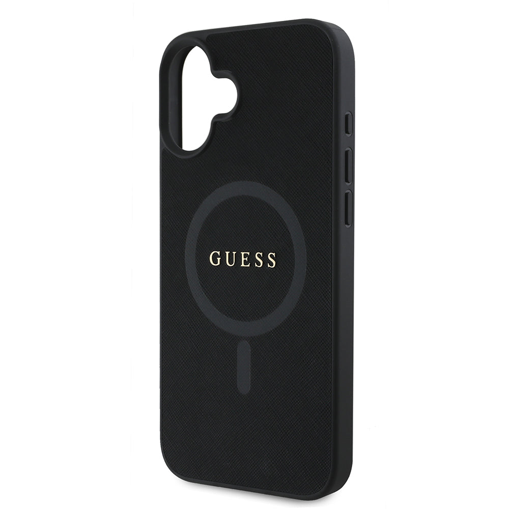 Husa de protectie Guess Saffiano Classic Logo MagSafe (GUHMP16MPSAHMCK) compatibil cu iPhone 16 Plus, Negru