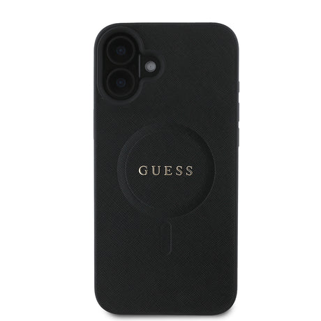 Husa de protectie Guess Saffiano Classic Logo MagSafe (GUHMP16MPSAHMCK) compatibil cu iPhone 16 Plus, Negru