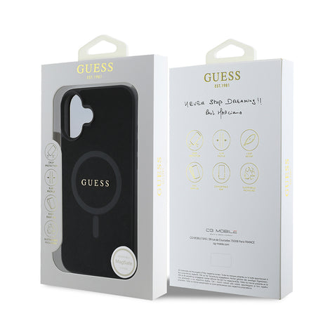 Husa de protectie Guess Saffiano Classic Logo MagSafe (GUHMP16MPSAHMCK) compatibil cu iPhone 16 Plus, Negru