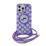 Husa de protectie Karl Lagerfeld IML Crossbody MagSafe (KLHMP15XHCKCKLCU) compatibil cu iPhone 15 Pro Max, Mov Monogram Karl&Choupette Head