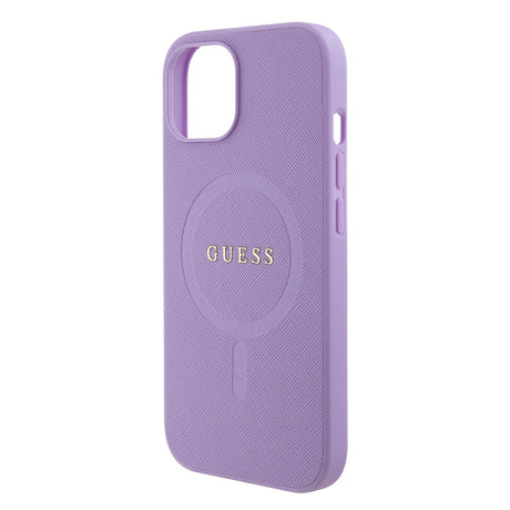 Husa de protectie Guess Saffiano MagSafe (GUHMP15SPSAHMCU) compatibil cu iPhone 15, Mov